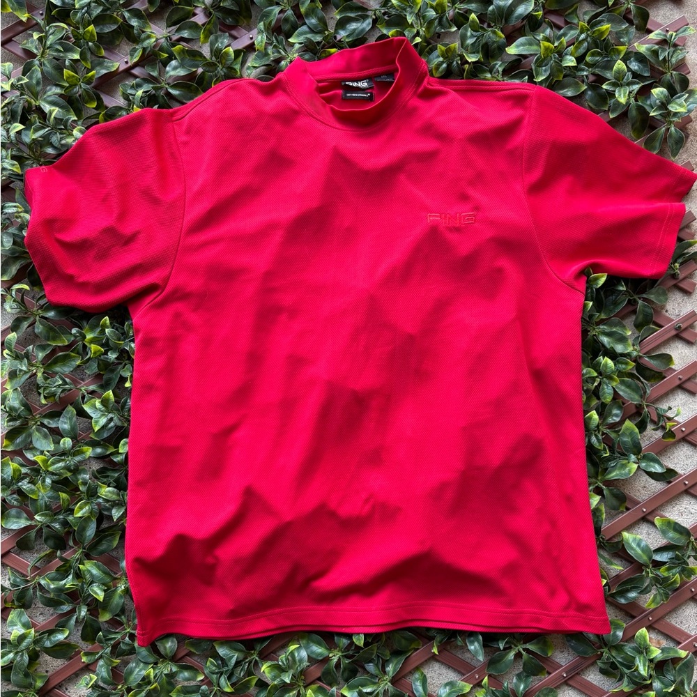 Red Men's Ping Golf short sleeve Shirt